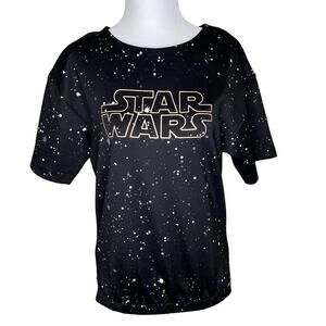 Bossini Star Wars Shirt Black with Logo and Splattered Paint Design Size Small
